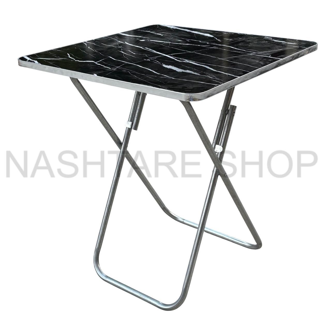 Marble-Print Folding Table | طاولة قابلة للطي - Image 3