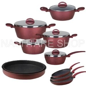 GEBE Granite Burgundy 10 pcs Cookware Set | طقم أواني طهي 10 قطع