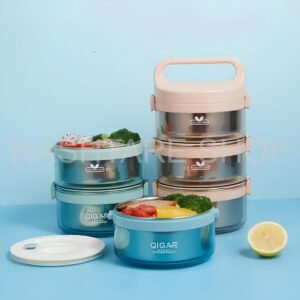 3-Layer Stainless Steel Lunch Box | علبة غداء ثلاث طبقات ستانلس ستيل