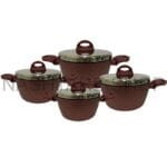 Red Granite Lava Stone 4-Pot Cookware Set | طقم قدور للطبخ