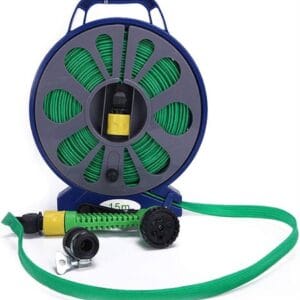 15M Garden Hose Reel with Spray Nozzle | بكرة خرطوم مياه للحديقة بطول 15 متر مع فوهة رش