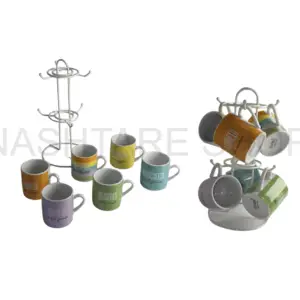 Coffee Mug Set With Countertop Stand | طقم أكواب قهوة مع حامل أكواب