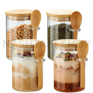 glass jar with wooden lid
