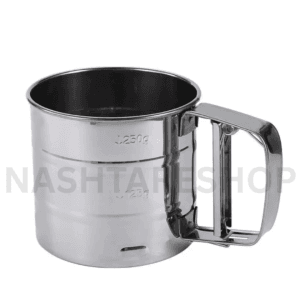 Stainless Steel Flour Sieve Cup with Hand Press - منخل دقيق يدوي من الستانلس ستيل