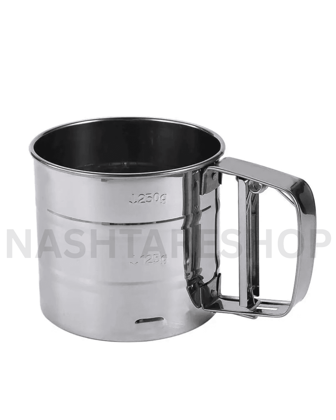 Stainless Steel Flour Sieve Cup with Hand Press - منخل دقيق يدوي من الستانلس ستيل