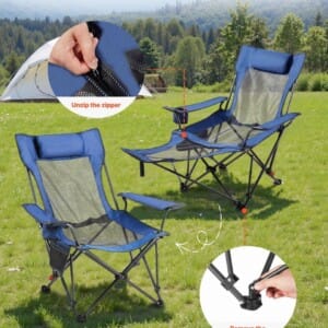 Portable Camping Chair With Footrest | كرسي تخييم مع مسند قدمين