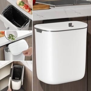 Wall Mounted Round Lid Trash Can | سلة مهملات جدارية بغطاء دائري