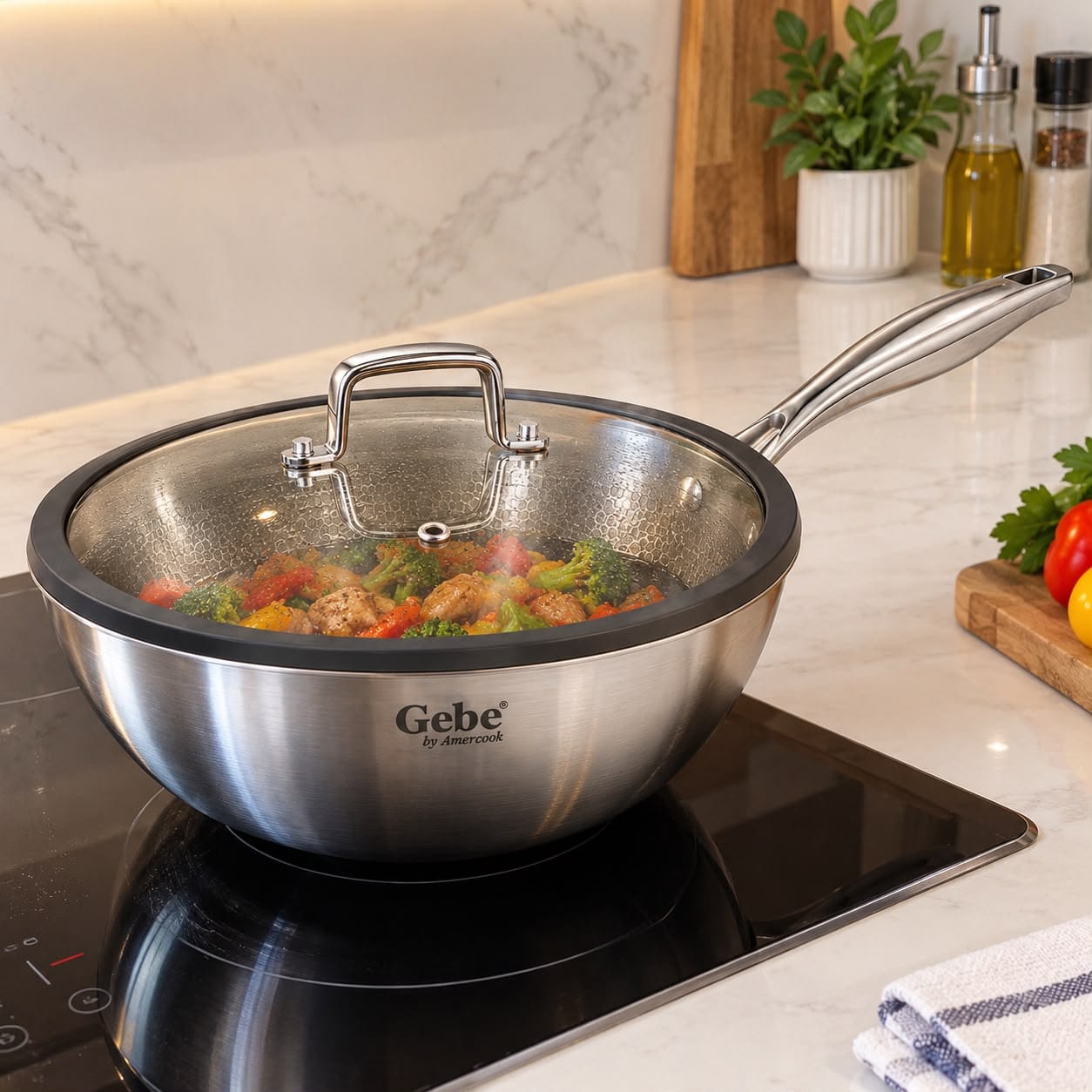 GeBe 304 Stainless Steel Wok 28 cm | مقلاة جيبي ستانلس ستيل 304 - Image 2
